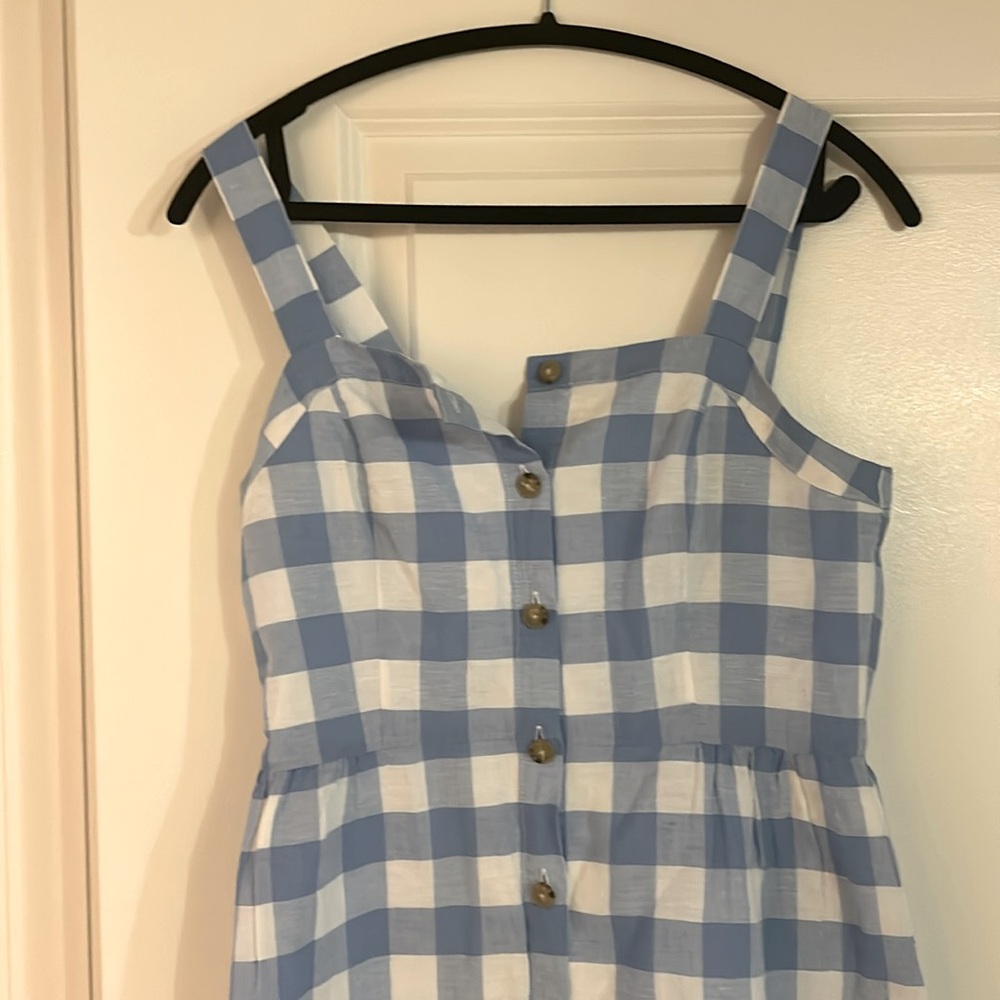 JCrew Gingham Button-front dress in linen-cotton [0247]